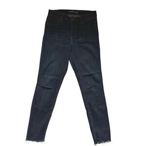 Express Dark Wash high rise cropped legging jeans